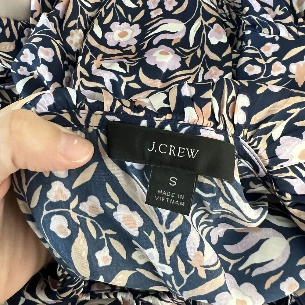 J Crew Gorgeous Ruffle Mini Dress in Floral Fields Print Long Sleeve Sz S - Picture 5 of 6